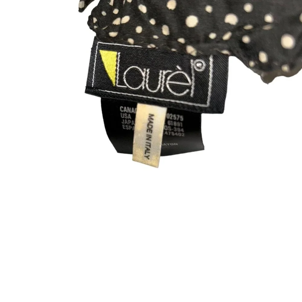 ESCADA Laurel black cream polka dot scarf handkerchief ITALY 23